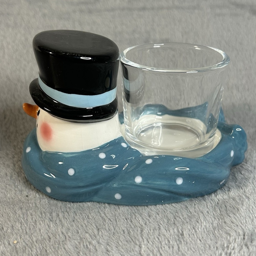PartyLite Snowman Tealight Votive Holder P93721 Ceramic Winter Christmas Decor - Picture 2 of 9